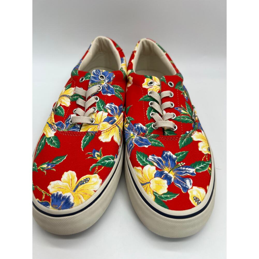 Polo Ralph Lauren Men's Thorton Canvas Shoes Floral Red Size 10D NEW - Picture 7 of 16